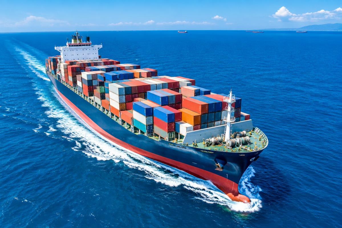 Barco de carga con contenedores apilados
